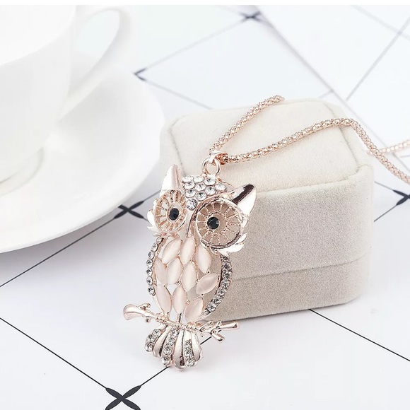 Crystal Opal Owl Pendant Chain Gold LongNecklace🦉 - Picture 5 of 5